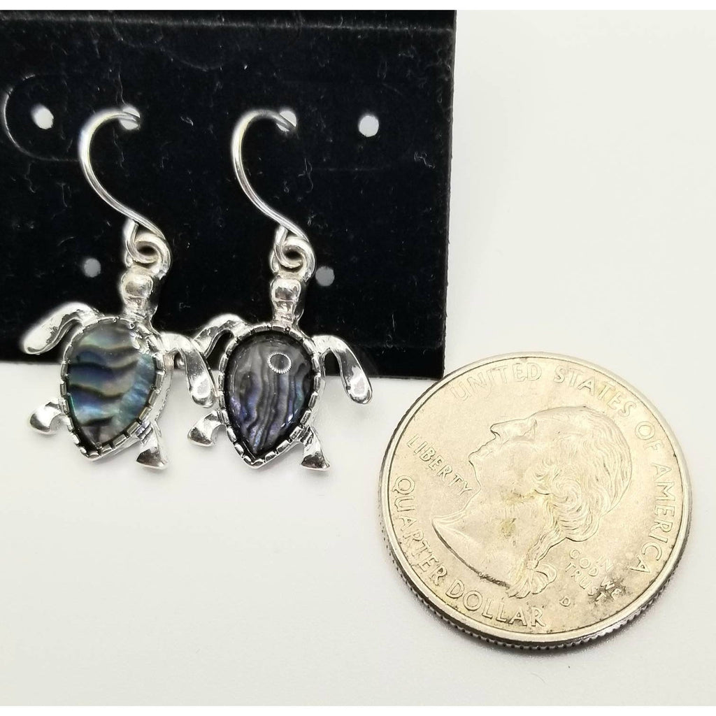 Pierced turtle earrings, abalone, sea turtle, hypoallergenic, dangle - Kpughdesigns