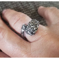 Ring, spoon rings, silver, wrap ring, size 7, sterling 925, floral ring - Kpughdesigns
