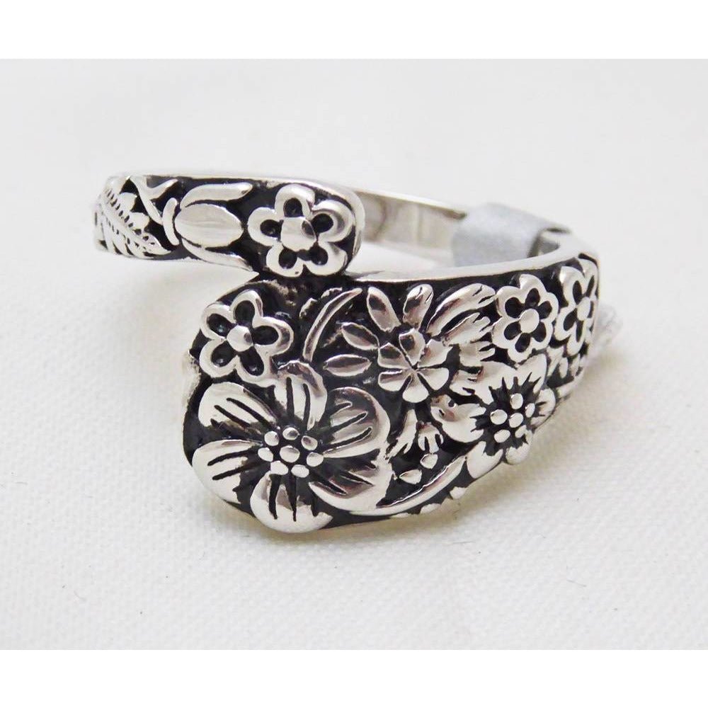 Ring, spoon rings, silver, wrap ring, size 7, sterling 925, floral ring - Kpughdesigns