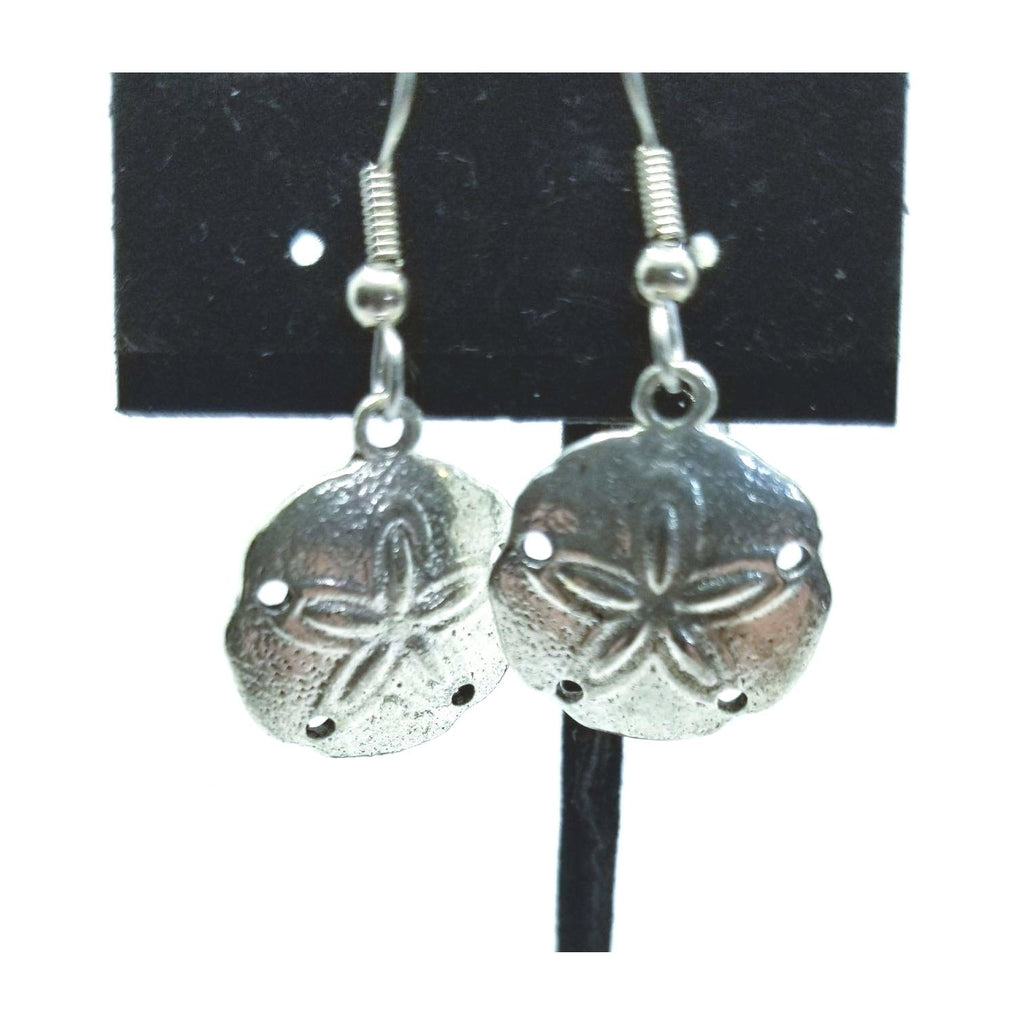 Sand dollar, dangle, silver, beach jewelry, pierced, ocean - Kpughdesigns