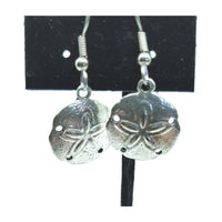 Sand dollar e, dangle, silver,  beach jewelry, pierced, ocean - Kpughdesigns