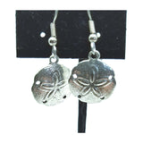 Sand dollar e, dangle, silver,  beach jewelry, pierced, ocean - Kpughdesigns