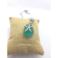 Sea glass necklace, green with starfish - Kpughdesigns