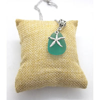 Sea glass necklace, green with starfish - Kpughdesigns