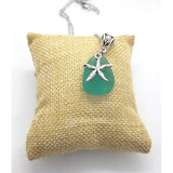 Sea glass necklace, green with starfish - Kpughdesigns