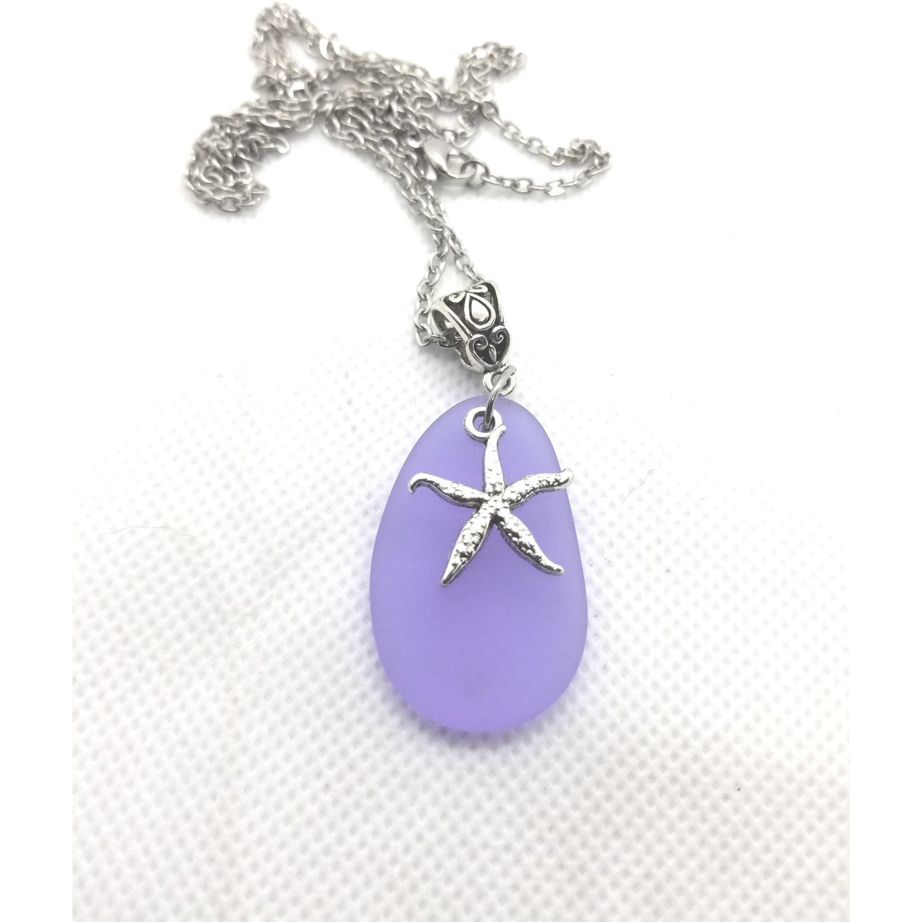 Sea glass necklace purple Kpughdesigns