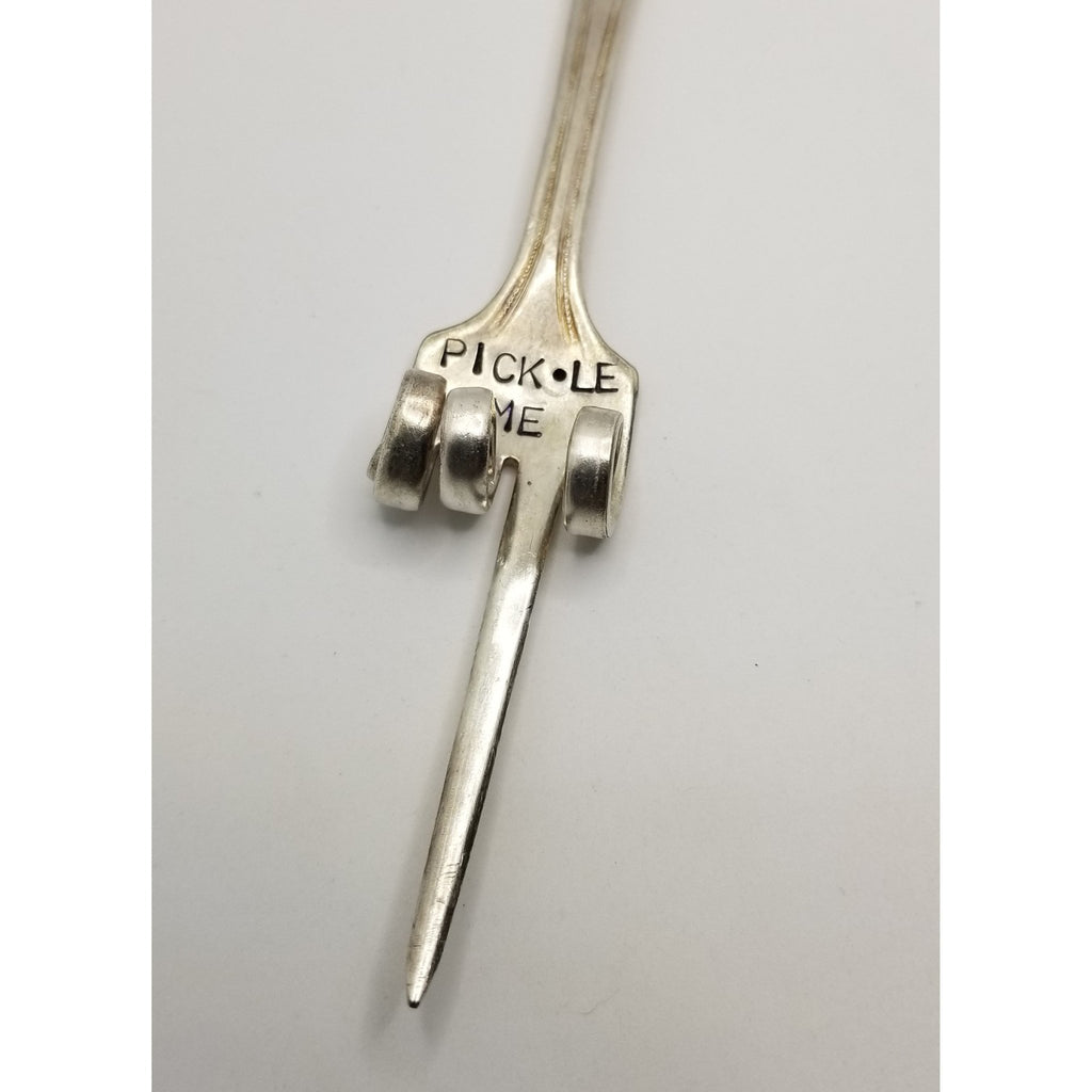 Pickle serving fork, pickle me, handstamped, upcycled, vintage fork - Kpughdesigns
