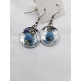 Silver disc earrings, Larimar bead on silver hammered disc - Kpughdesigns