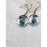 Silver disc earrings, Larimar bead on silver hammered disc - Kpughdesigns
