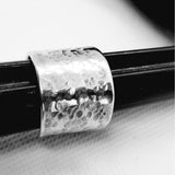Silver ring, hammered, shield, band, statement - Kpughdesigns