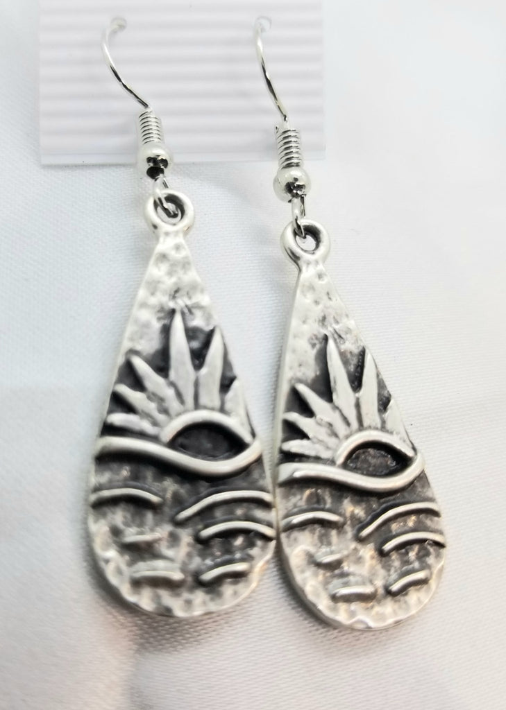 Silver earrings,  sunrise over water pierced earrings - Kpughdesigns