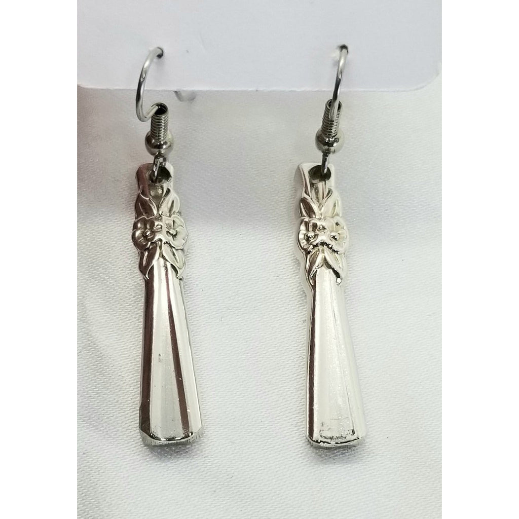 Silverware earrings, floral, spoon, pierced, dangle, silver - Kpughdesigns