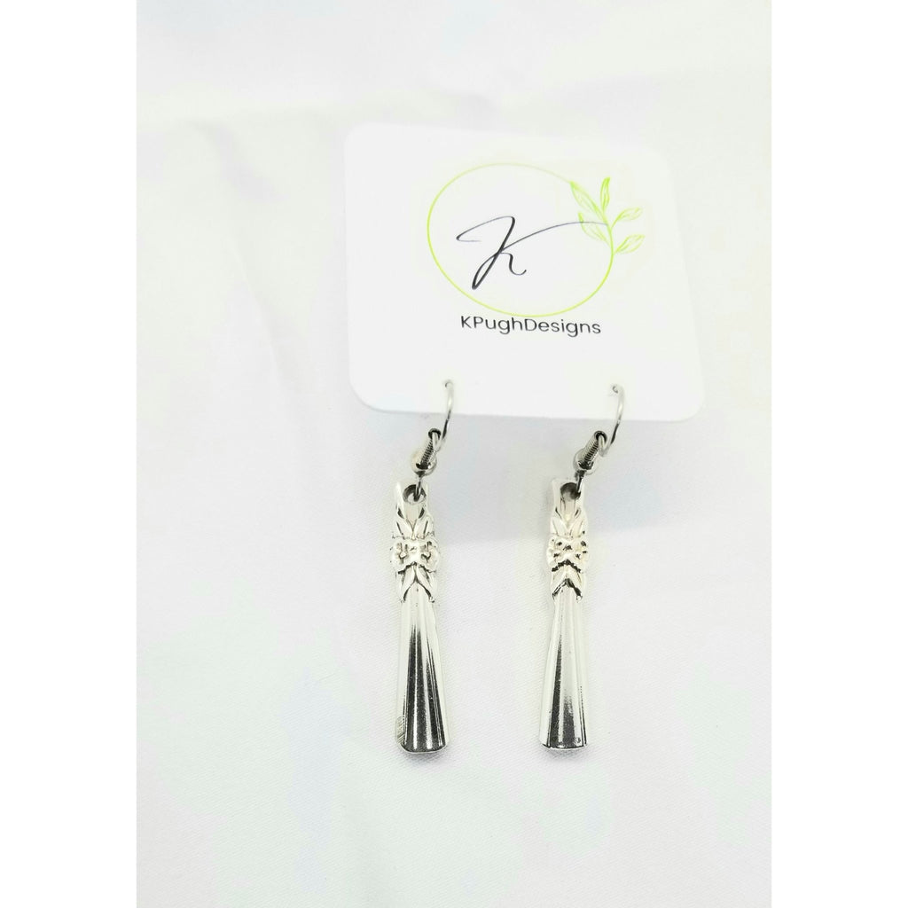 Silverware earrings, floral, spoon, pierced, dangle, silver - Kpughdesigns