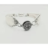 Spoon bracelet, Druzy crystal center, upcycled - Kpughdesigns