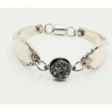 Spoon bracelet, Druzy crystal center, upcycled - Kpughdesigns