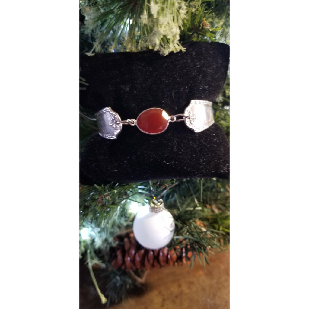 Spoon bracelet, January birthday gift, Garnet, January birthstone, silver bracelet, gifts for her - Kpughdesigns
