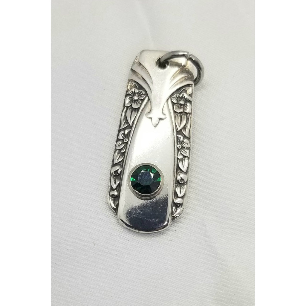 Spoon necklace, birthstone necklace, emerald, May birthday, green birthstone, 20 inch chain - Kpughdesigns