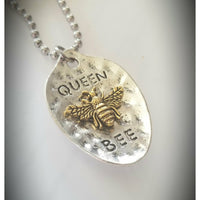 Spoon necklace,  Queen Bee, hammered - Kpughdesigns