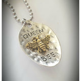Spoon necklace,  Queen Bee, hammered - Kpughdesigns