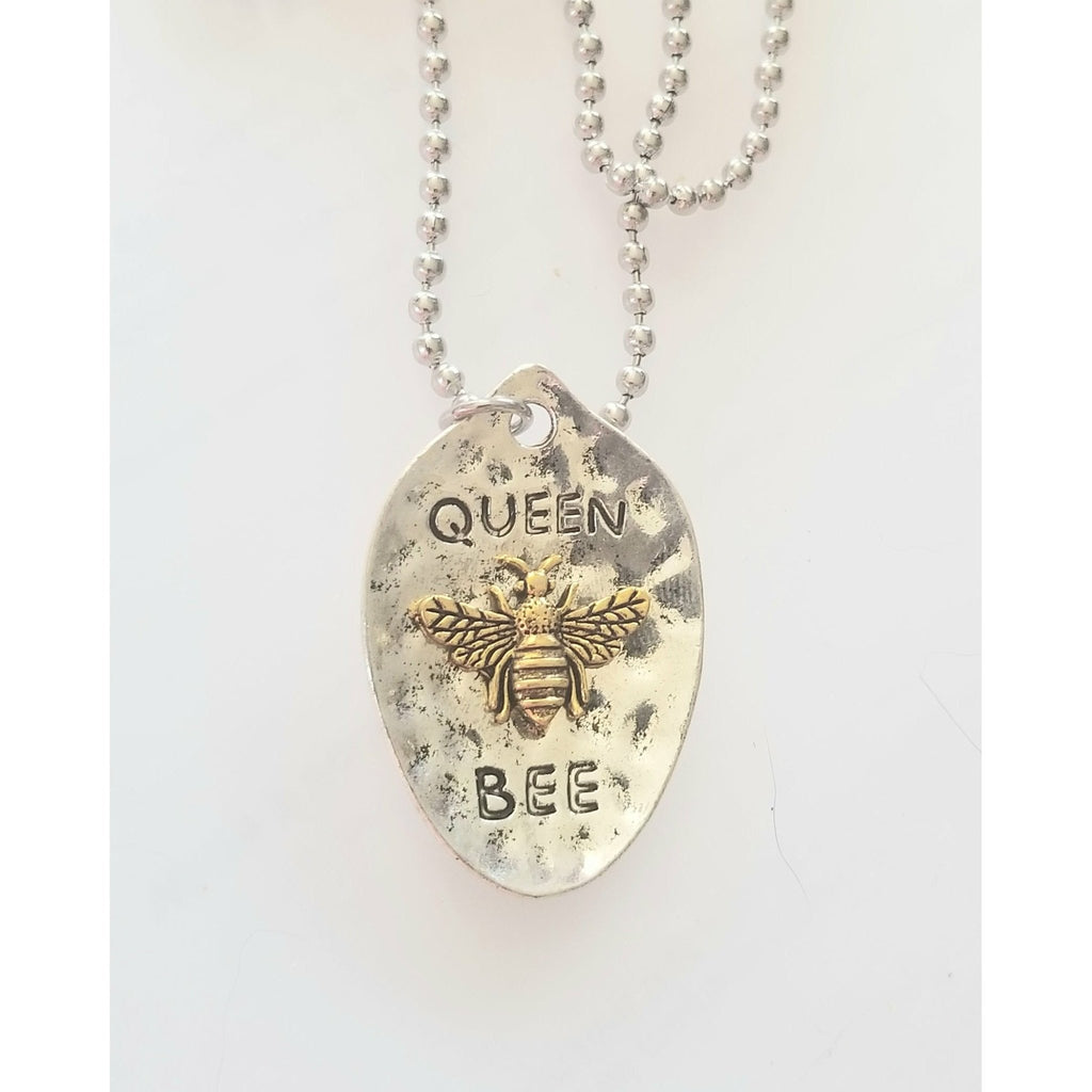 Spoon necklace,  Queen Bee, hammered - Kpughdesigns