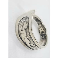 Silver, Spoon ring, Angel with tray, cherub - Kpughdesigns