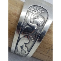 Silver, Spoon ring, Angel with tray, cherub - Kpughdesigns