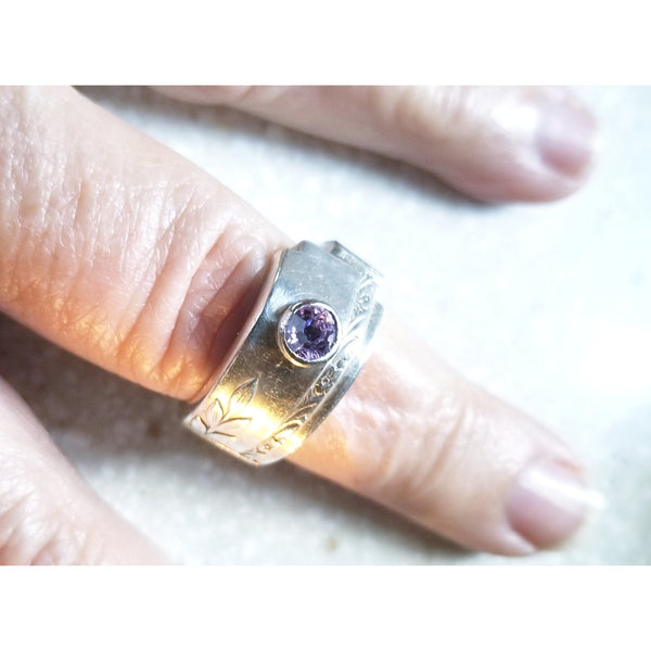 Spoon ring, birthstone, purple, birthday gift,  amethyst, spoon rings - Kpughdesigns