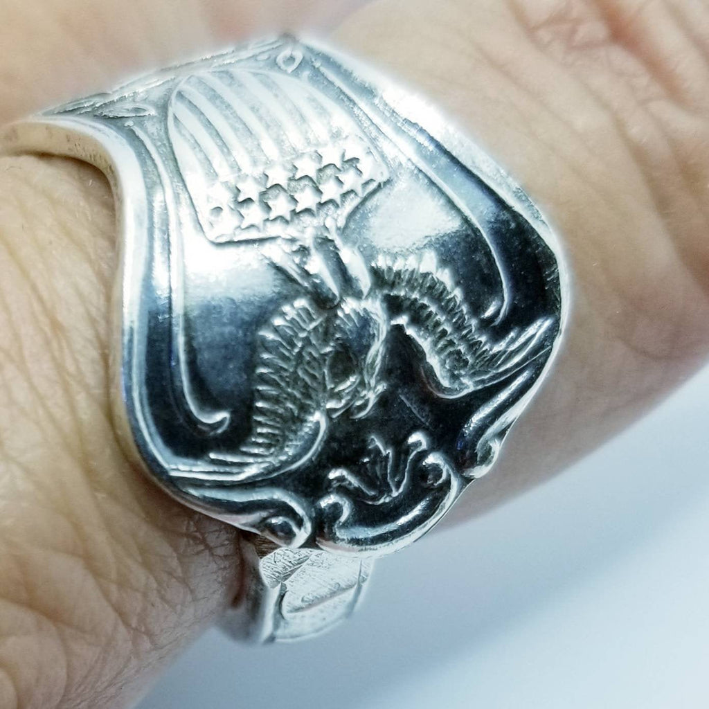 Spoon ring,  eagle ring, rings, American Eagle, Americana, vintage spoon, flag ring, eagle ring, unisex ring - Kpughdesigns