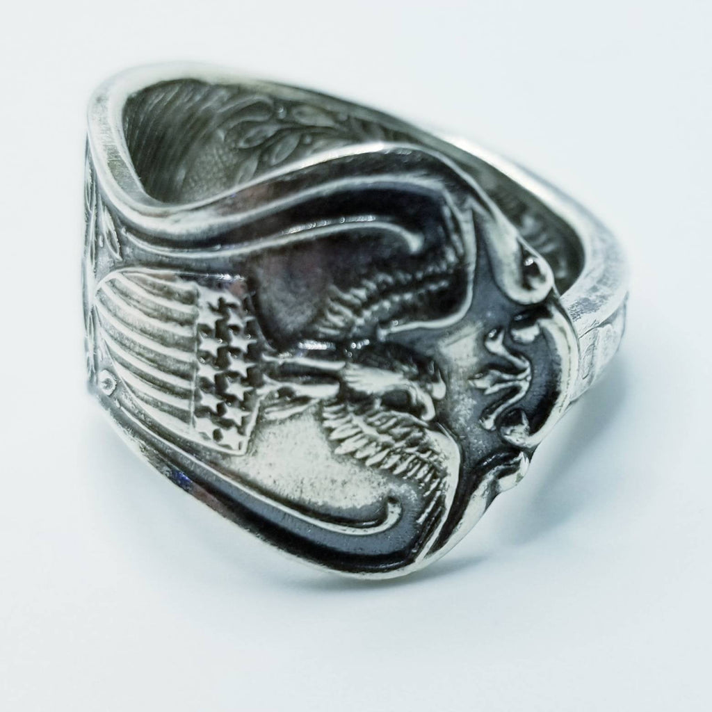Spoon ring,  eagle ring, rings, American Eagle, Americana, vintage spoon, flag ring, eagle ring, unisex ring - Kpughdesigns
