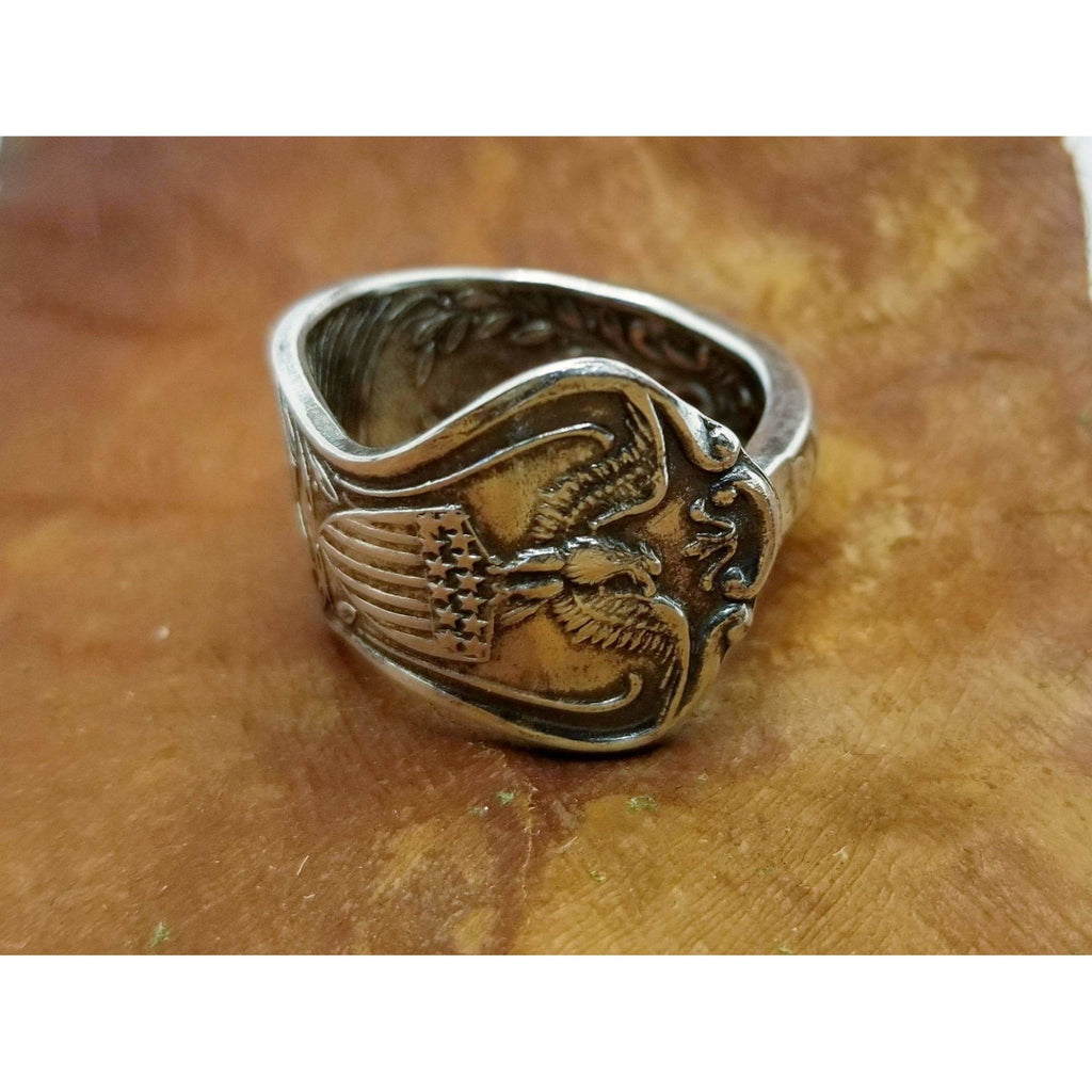 Spoon ring,  eagle ring, rings, American Eagle, Americana, vintage spoon, flag ring, eagle ring, unisex ring - Kpughdesigns