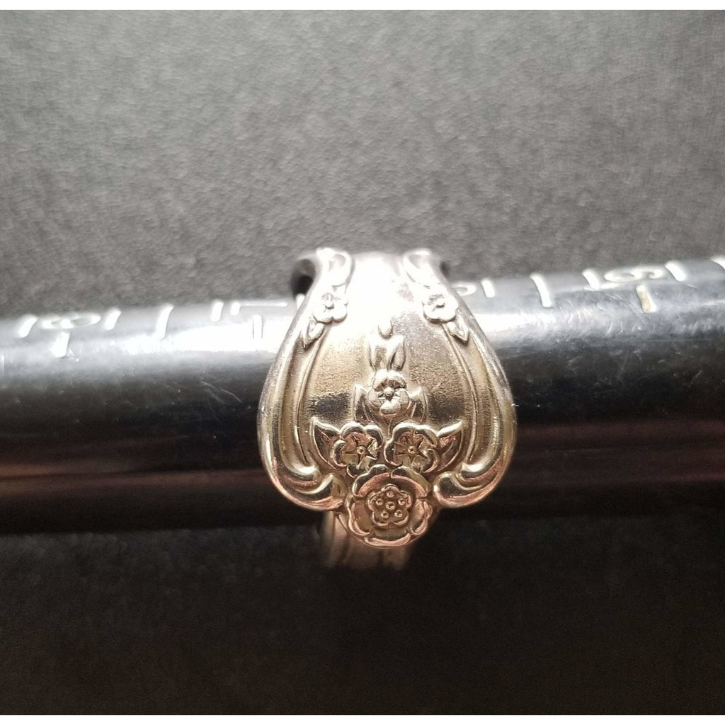 Spoon ring, floral, rings, Magnolia pattern, vintage, thumb ring - Kpughdesigns