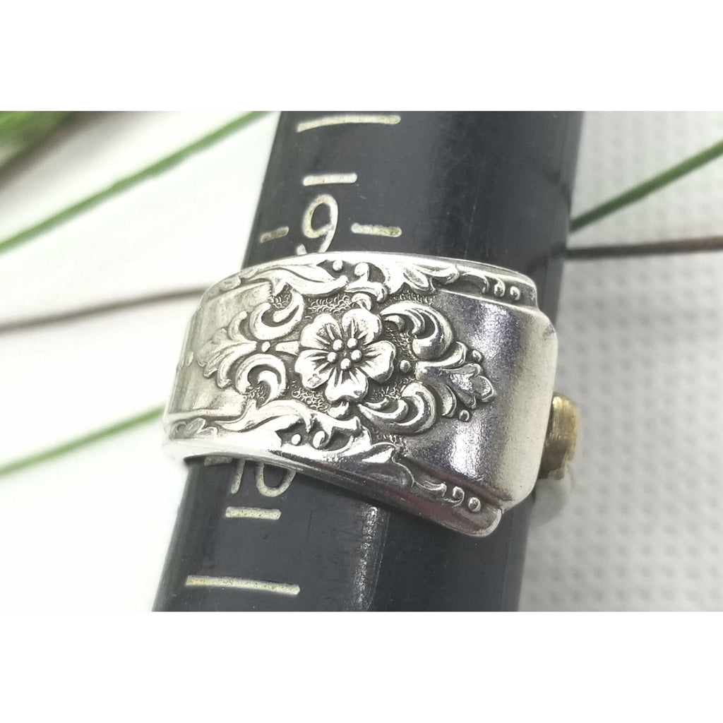 Spoon ring, mountain rose, silverware, silver ring, size 9.5 - Kpughdesigns