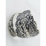 Spoon ring, ornate, angel with scroll,  wrap ring, silver - Kpughdesigns