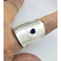 Spoon ring, rings, hammered spoon, birthstone, blue, shield ring, sapphire crystal, ring for women - Kpughdesigns
