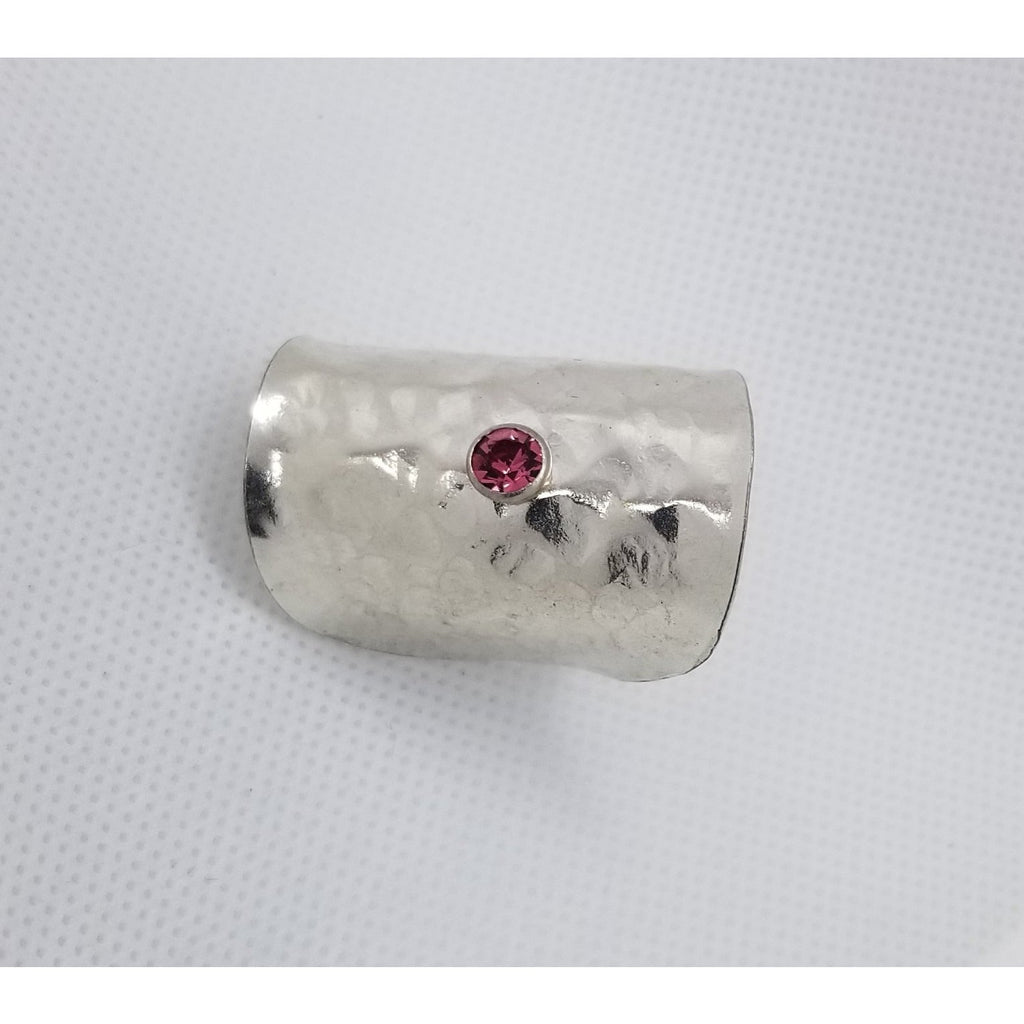 Spoon ring, hammered shield ring,  birthstone,  tourmaline, pink, October birthstone - Kpughdesigns
