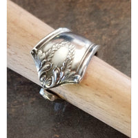 Spoon ring, vintage, size 5 - 7, silver, floral - Kpughdesigns