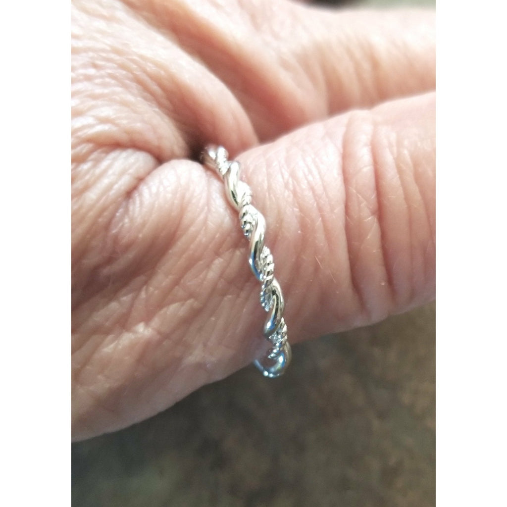 Stack ring, rope pattern, sterling silver, 925, twisted silver, thumb ring - Kpughdesigns