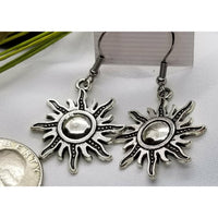 Sun burst silver earrings, pierced - Kpughdesigns