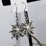 Sun burst silver earrings, pierced - Kpughdesigns