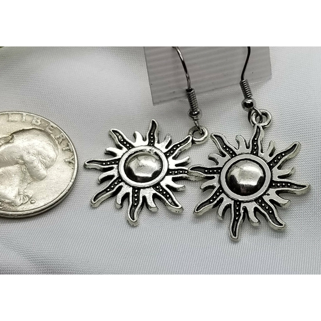 Sun burst silver earrings, pierced - Kpughdesigns