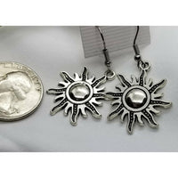 Sun burst silver earrings, pierced - Kpughdesigns