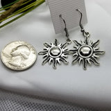 Sun burst silver earrings, pierced - Kpughdesigns