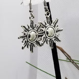 Sun burst silver earrings, pierced - Kpughdesigns