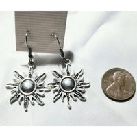 Sun pierced earrings, silver sun, dangle, sunburst - Kpughdesigns
