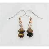 Tiger eye earrings, copper,  tiger eye stones, copper earrings, dangle, pierced - Kpughdesigns