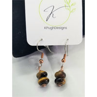 Tiger eye earrings, copper,  tiger eye stones, copper earrings, dangle, pierced - Kpughdesigns