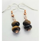 Tiger eye earrings, copper,  tiger eye stones, copper earrings, dangle, pierced - Kpughdesigns