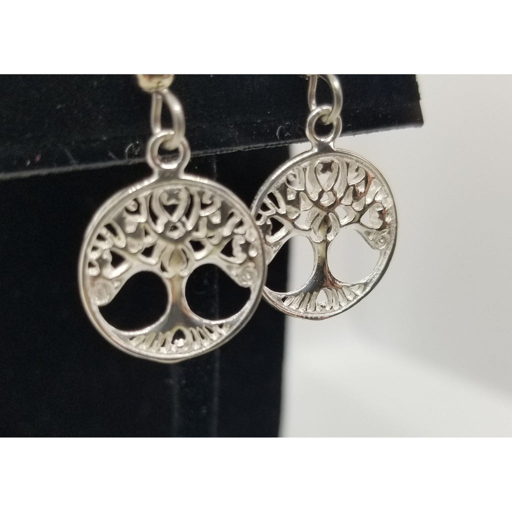 Tree of life earrings, pierced dangle, 925 sterling - Kpughdesigns