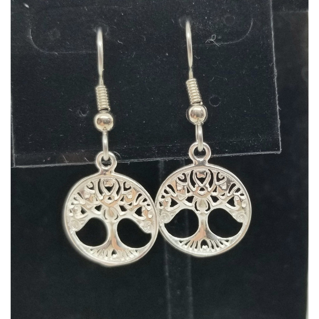 Tree of life earrings, pierced dangle, 925 sterling - Kpughdesigns