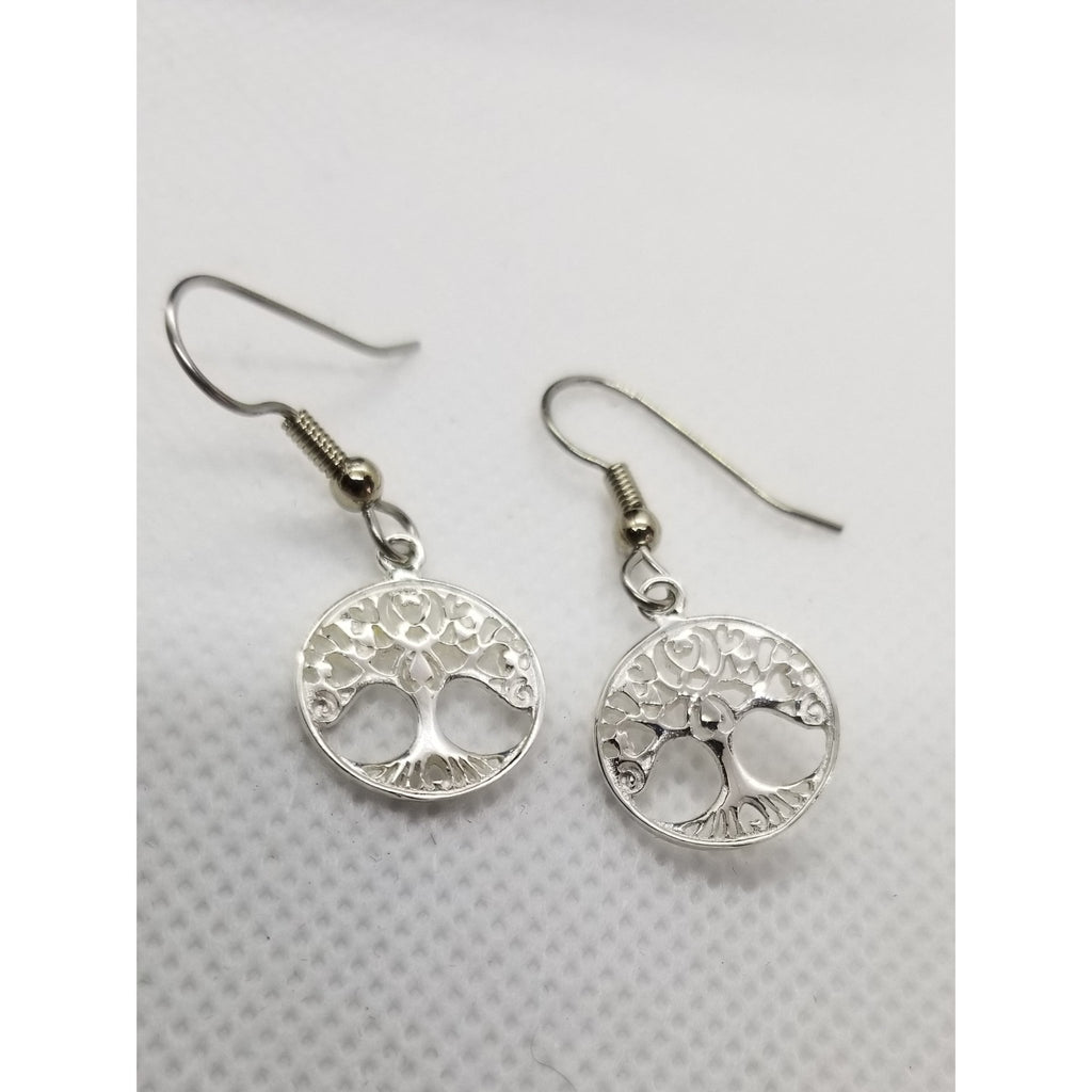 Tree of life earrings, pierced dangle, 925 sterling - Kpughdesigns